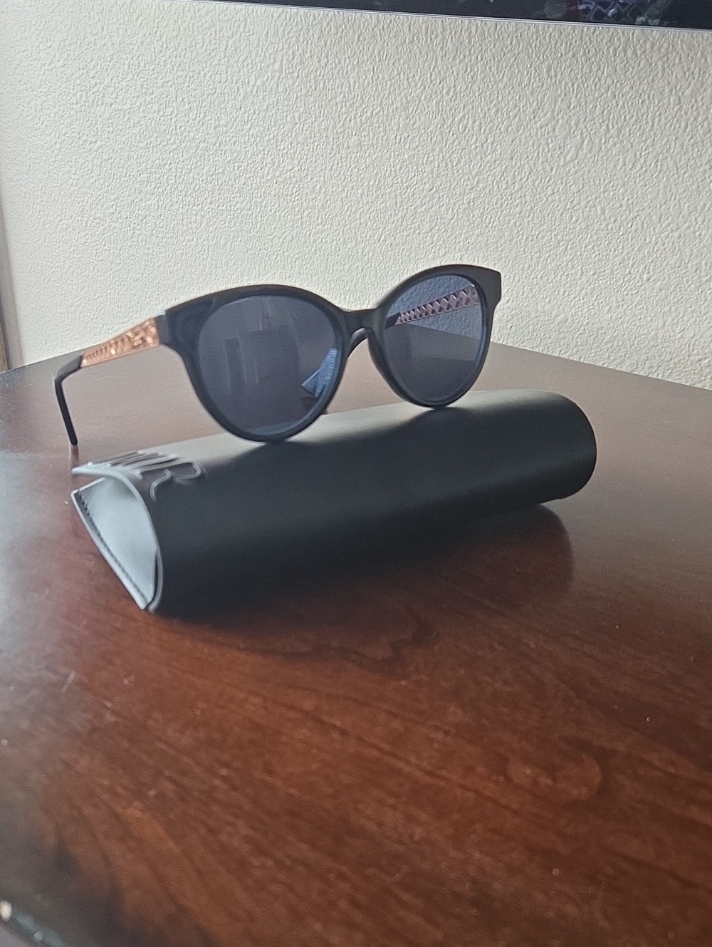 Dior Black Frame Sunglasses with Gold Temples
